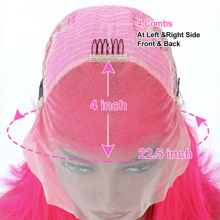 13x4 HD Lace Frontal Human Hair Wigs Straight/Body Wave Pink Color Wig For Women Pre Plucked Bleached Knots - Image 6