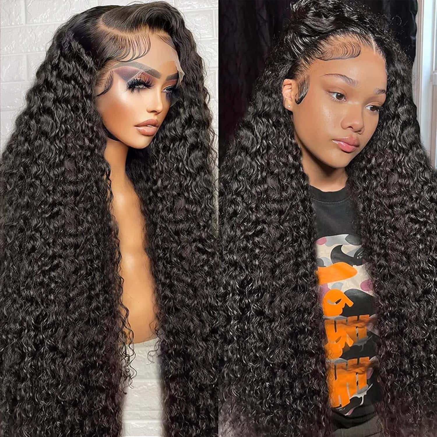 13x6 HD Full Lace Frontal Wigs Invisible HD Lace Deep Wave Front Wigs Pre Bleached Knots Plucked Hairline - Image 3