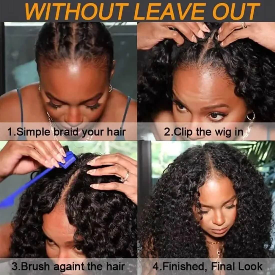 Subella Glueless V Part 0 Skill Needed Wig Beginner Friendly Natural Scalp Curly Human Hair - Image 4