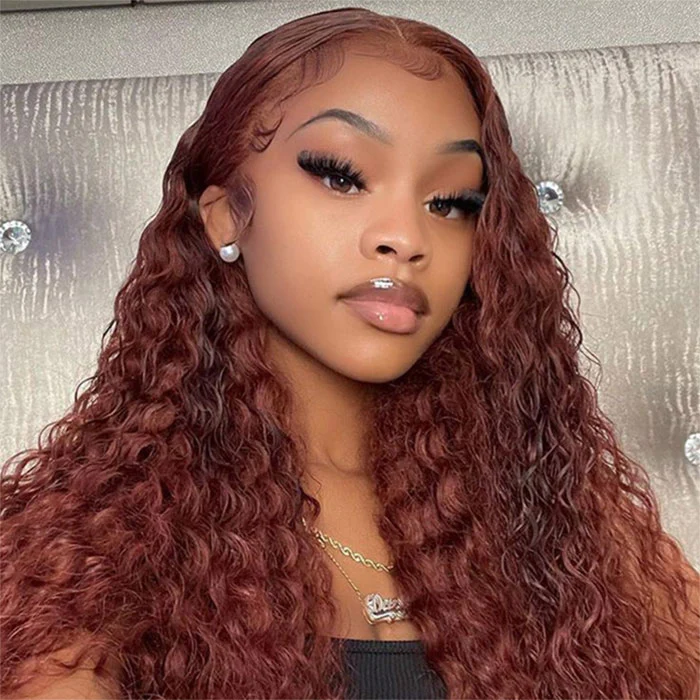 220% Density Pre Cut HD Lace Glueless Wig 8x5 Deep Parting #33 Reddish Brown Body Wave/Water Wave Wig Special Offer - Image 5