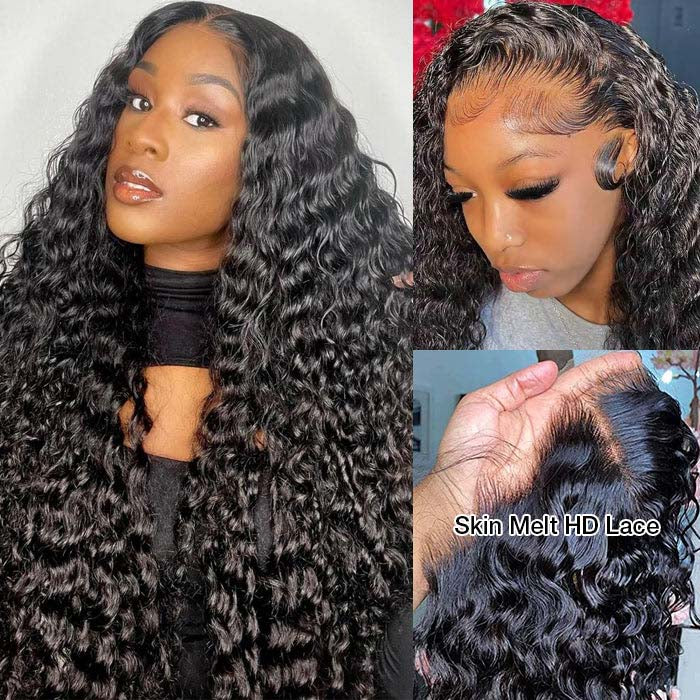 [BOGO] 220% Densiy Pre Plucked Bleached Knots Deep Wave 13x4 HD Lace Front Glueless Wig Special Offer - Image 3