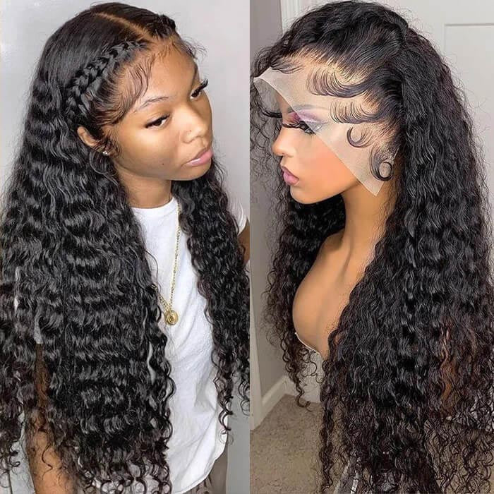 [BOGO] 220% Densiy Pre Plucked Bleached Knots Deep Wave 13x4 HD Lace Front Glueless Wig Special Offer - Image 4