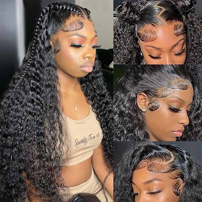 [BOGO] 220% Densiy Pre Plucked Bleached Knots Deep Wave 13x4 HD Lace Front Glueless Wig Special Offer - Image 5