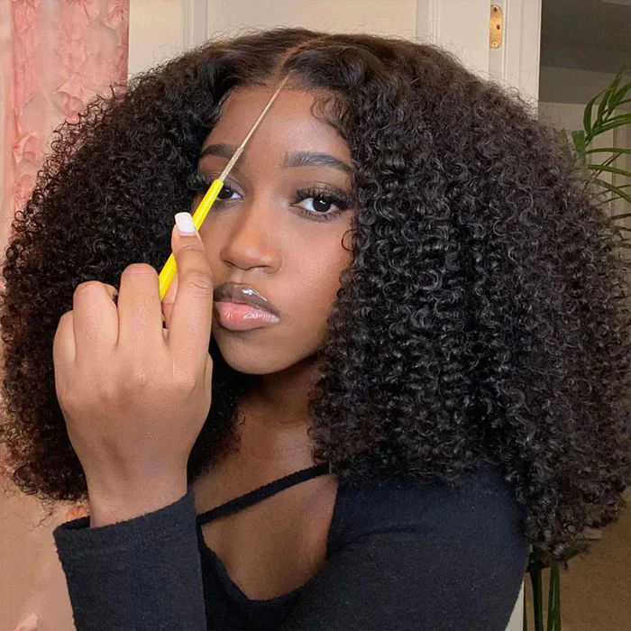 300% Density Popping Curly Glueless HD Lace Front Wig Pre Bleached Ready To Go Human Hair Wigs - Image 4