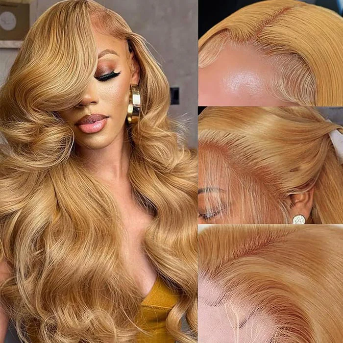 [BOGO] #27 Cameral Blonde Real Ear to Ear Lace Front Wig Colored Straight/Body Wave Human Hair Wigs Special Offer - Image 3