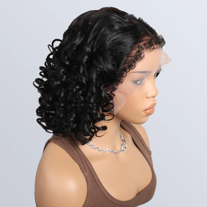 280% Density Loose Wave 4C Hairline Wig Pre Plucked Kinky Edges 13x4 13x6 HD Lace Front Human Hair Bob Wigs - Image 3
