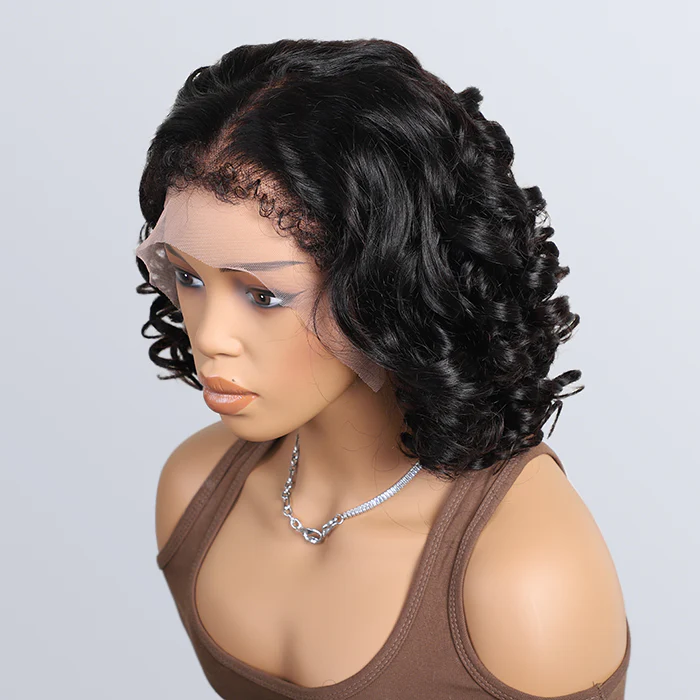 280% Density Loose Wave 4C Hairline Wig Pre Plucked Kinky Edges 13x4 13x6 HD Lace Front Human Hair Bob Wigs - Image 5
