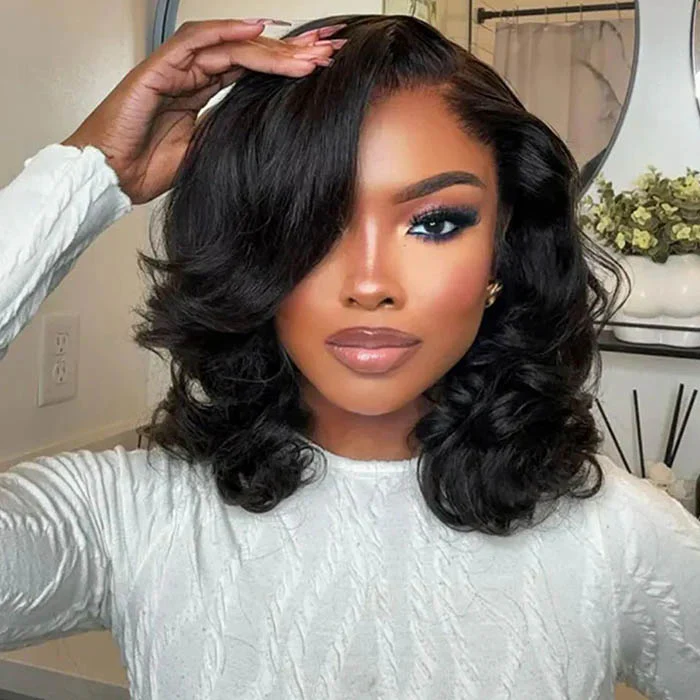 Pre-Styled Side Part Glueless Body Wave Bob Wigs Pre Cut Lace Front Wig 12A Grade Short Cut Style - Image 3