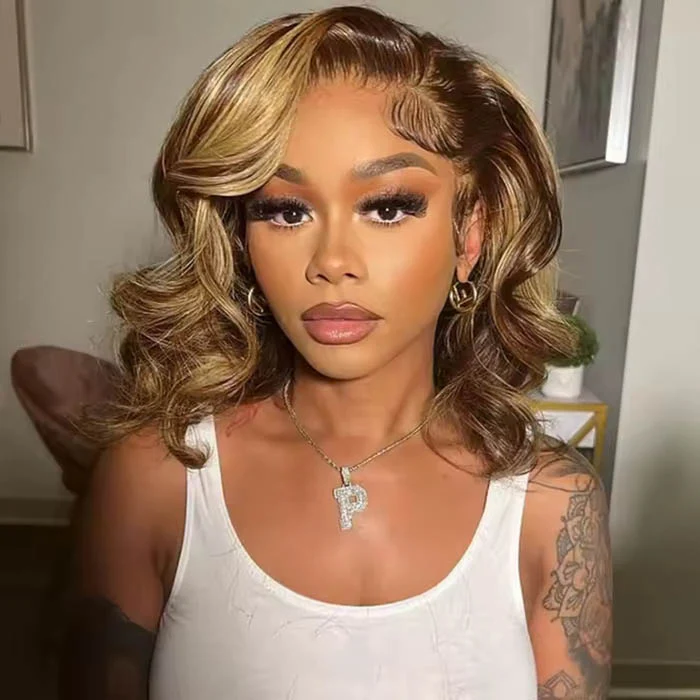 Pre-Styled Side Part Glueless Body Wave Bob Wigs Pre Cut Lace Front Wig 12A Grade Short Cut Style - Image 6