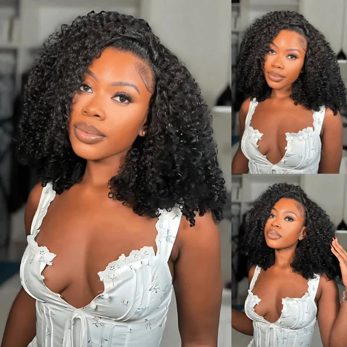 3 IN 1 Half Wig Invisible Glueless Curly Human Hair Flip Over Wig 220% Density Protective Styles Special Offer - Image 4