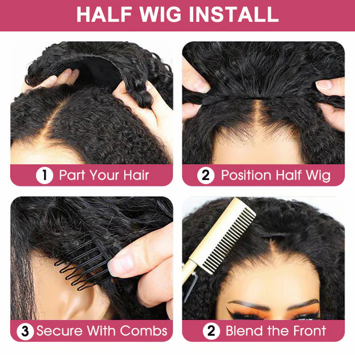 3 IN 1 Half Wig Invisible Glueless Curly Human Hair Flip Over Wig 220% Density Protective Styles Special Offer - Image 6