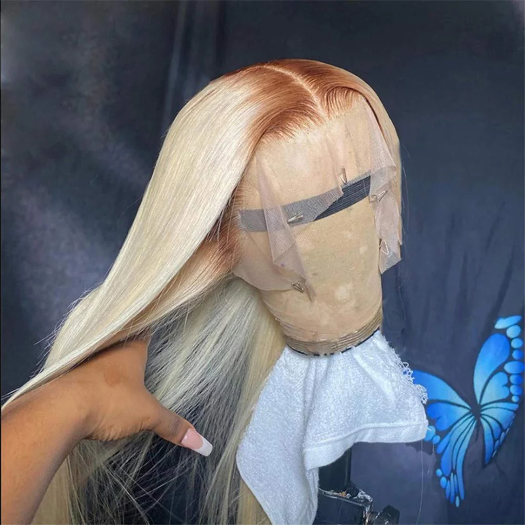 New In Ash Blonde Ombre Wigs Body Wave/Straight 13x4 HD Lace Front Human Hair Wigs 180% Density - Image 3