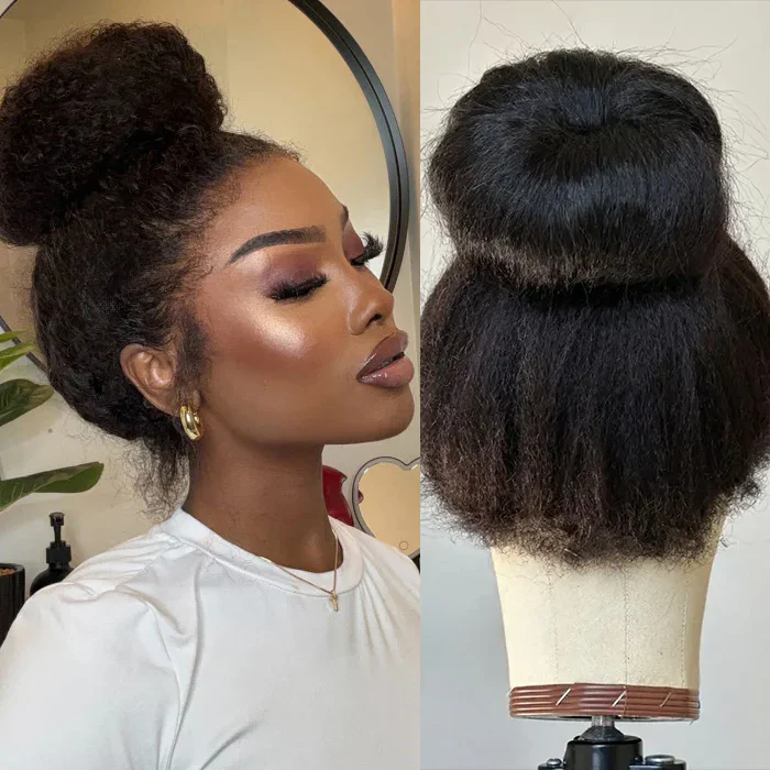 4C Edges | Kinky Straight Wigs With Kinky Edges 13x4 HD Lace Front Wigs - Image 10