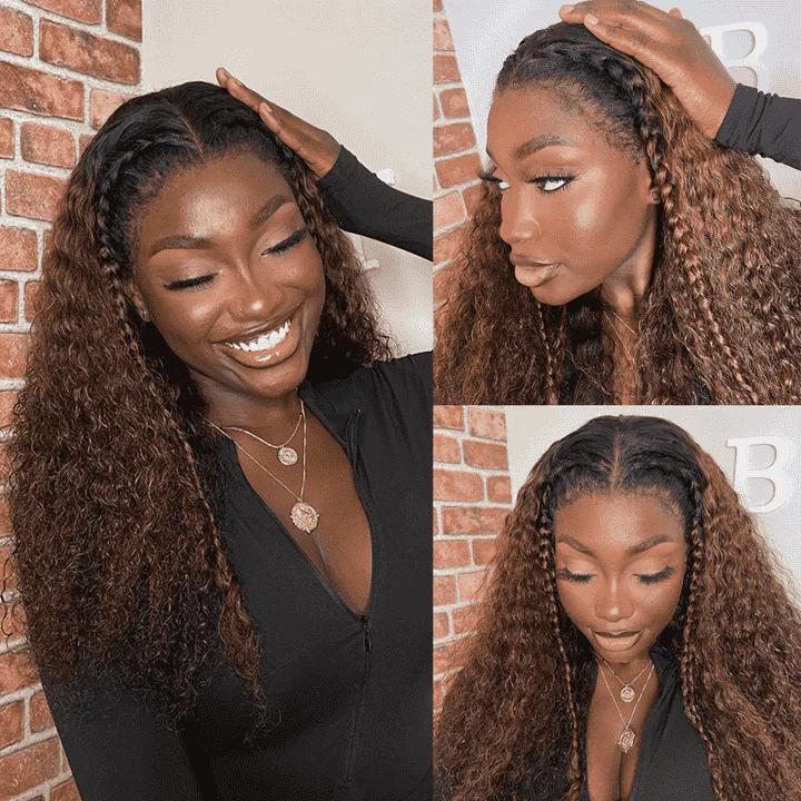 4C Curly Edge Hairline 1B/30 Ombre Color HD Lace Curly Wigs 5x5/13x4/13x6 Lace Frontal Wig - Image 3