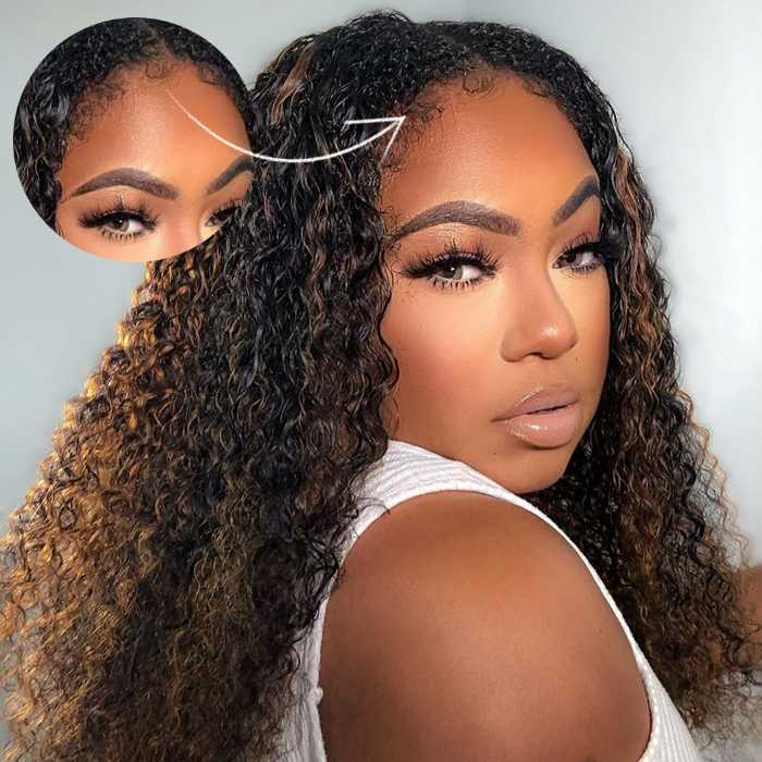 4C Curly Edge Hairline 1B/30 Ombre Color HD Lace Curly Wigs 5x5/13x4/13x6 Lace Frontal Wig - Image 4