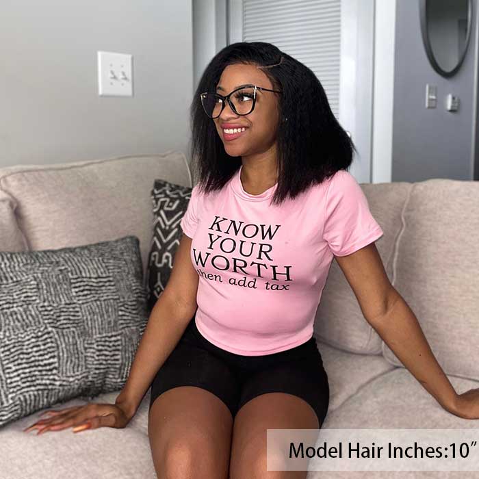 4C Kinky Edges Kinky Straight 13x4 /8x5 HD Lace Short Bob Wig Human Hair - Image 5
