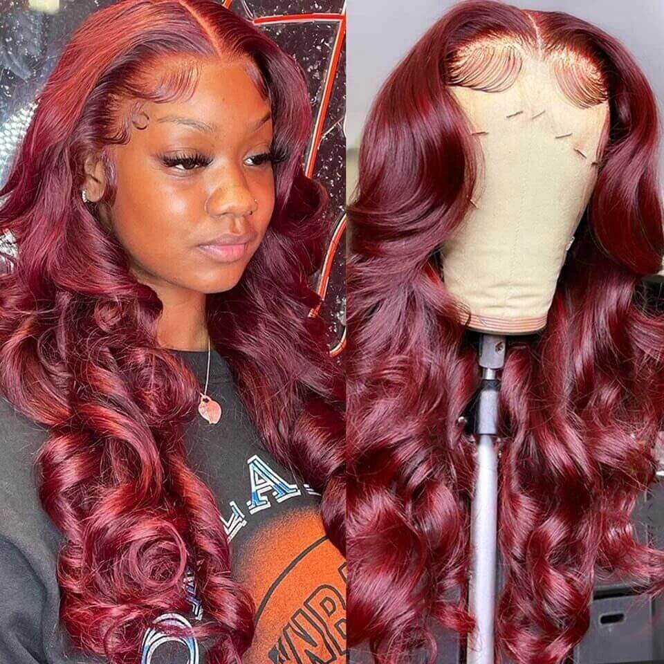 4X4 HD Lace Closure Wig Human Hair Wigs 99J Red Burgundy Pre-Plucked Remy Human Hair Deep Part Wigs - Image 3