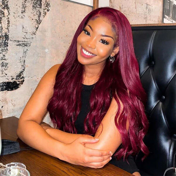 4X4 HD Lace Closure Wig Human Hair Wigs 99J Red Burgundy Pre-Plucked Remy Human Hair Deep Part Wigs - Image 4
