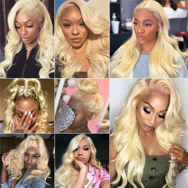 613 Blonde Color Body Wave Wig 13*4 HD Transparent Lace Frontal Human Hair Wigs For Women - Image 7