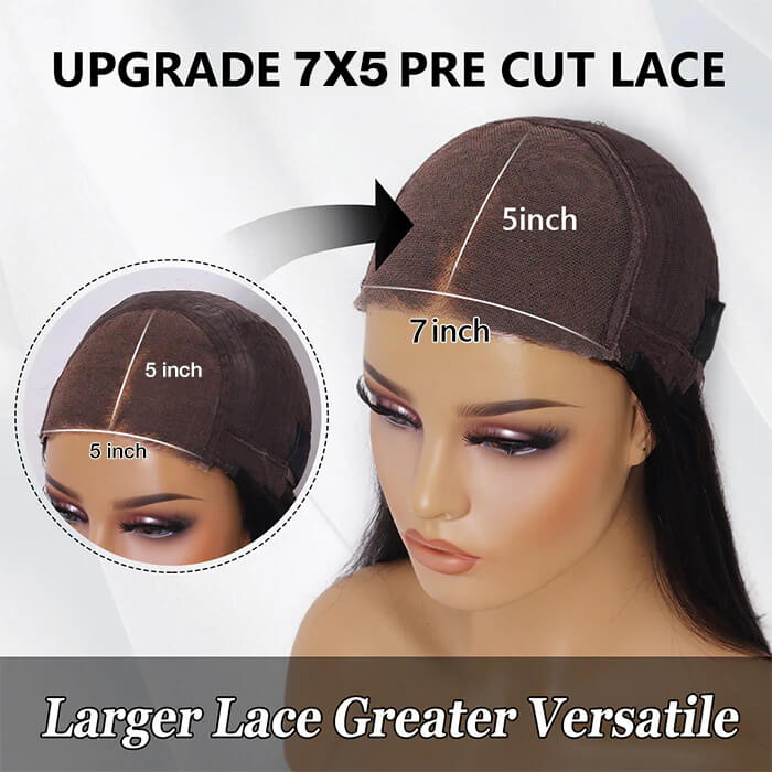 7X5 Pre Cut HD Lace Closure Wigs Glueless Kinky Straight Human Hair Wigs With Deep Part - Image 3