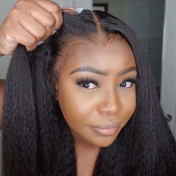 Exclusive Flash | 8x5 Pre Cut HD Lace Wig Bleached Knots Kinky Straight Glueless Wig Special Offer - Image 3