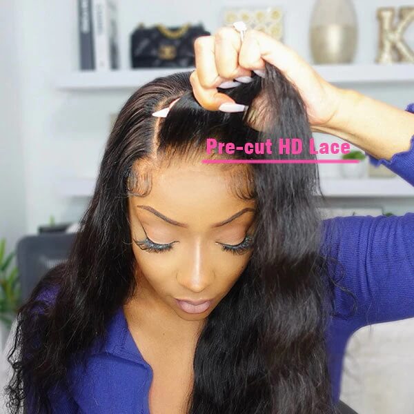 Pre Cut 4X4 HD Lace Closure Wigs Body Wave Human Hair Wig With Breathable Cap - Image 3