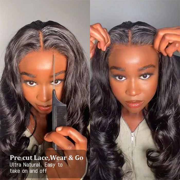 Pre Cut 4X4 HD Lace Closure Wigs Body Wave Human Hair Wig With Breathable Cap - Image 5