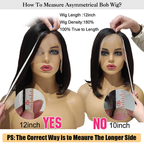 Asymmetrical Bob Wigs Deep Wave Bob Wigs HD Lace Wig with With Side Parting Short Cut Wigs - Image 3