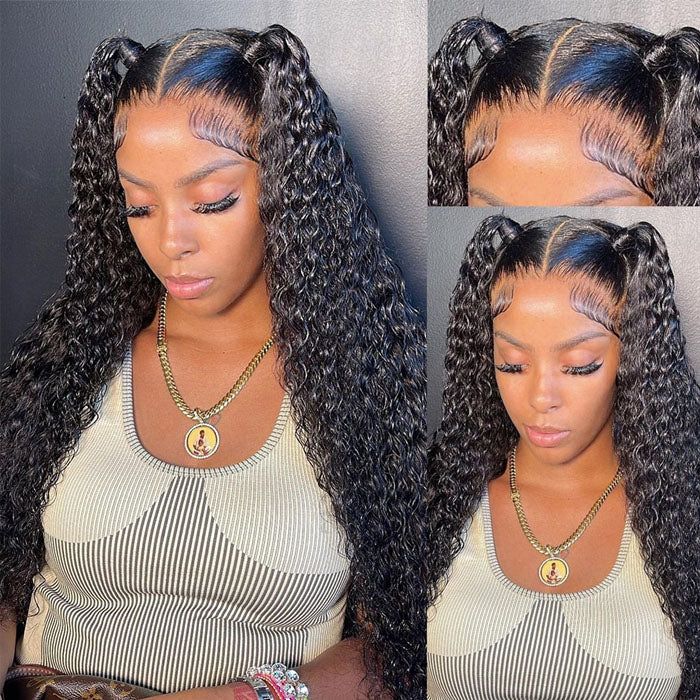 (Air Cap) 4x4/13x4 Pre-Cut Lace Wig Put On And Go Curly Human Hair Wig with Breathable Cap Beginner Wig - Image 4