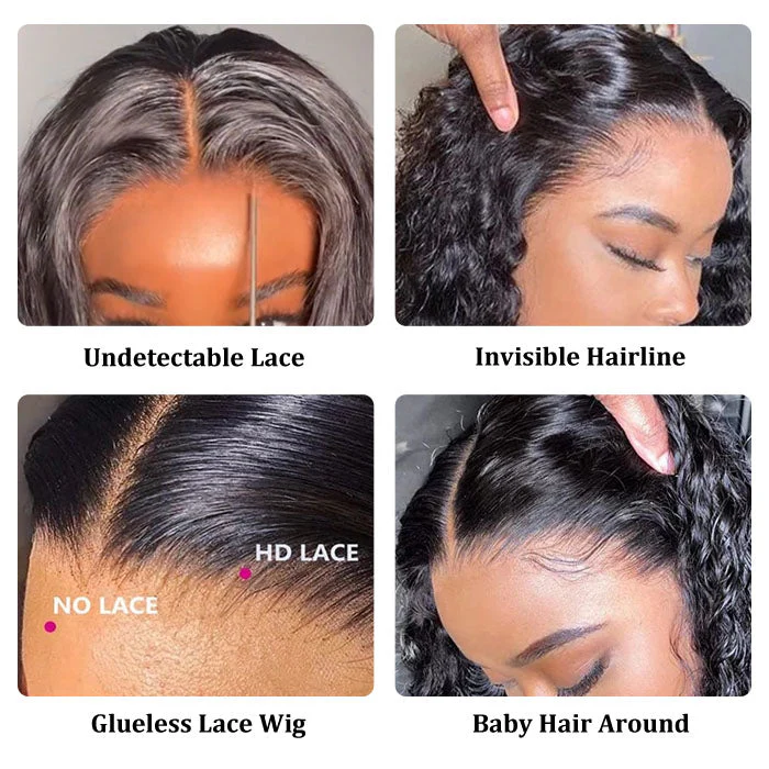 (Air Cap) 4x4/13x4 Pre-Cut Lace Wig Put On And Go Curly Human Hair Wig with Breathable Cap Beginner Wig - Image 5
