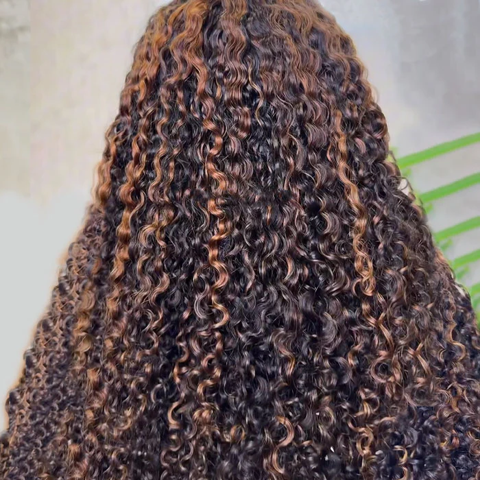 Blonde Highlights 4C Edges Curly Wig P1B/30 Balayage Pre Cut Pre Plucked Realistic Hairline Glueless Wig - Image 4