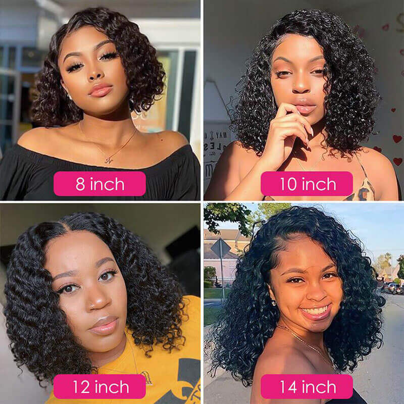 Bob Wigs 4x4 Lace Closure Human Hair Wigs Pre Plucked Natural Color Human Bob Wigs With Bouncy Curly Hair - Image 5