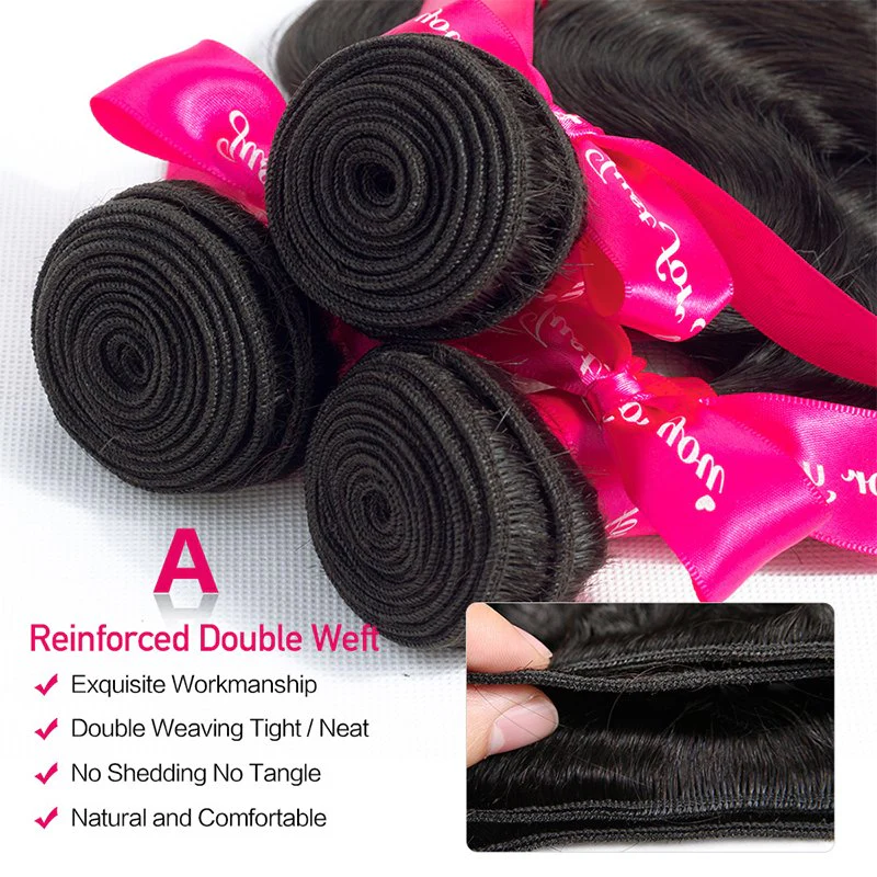 Body Wave Virgin Hair Weave 3 Bundles With 13*4 Lace Frontal - Image 3