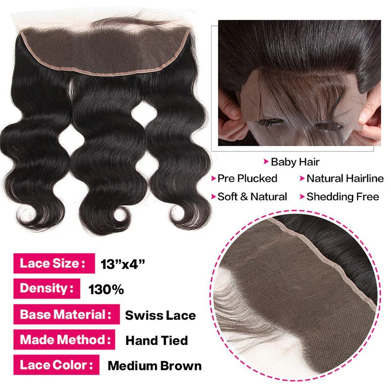 Body Wave Virgin Hair Weave 3 Bundles With 13*4 Lace Frontal - Image 5
