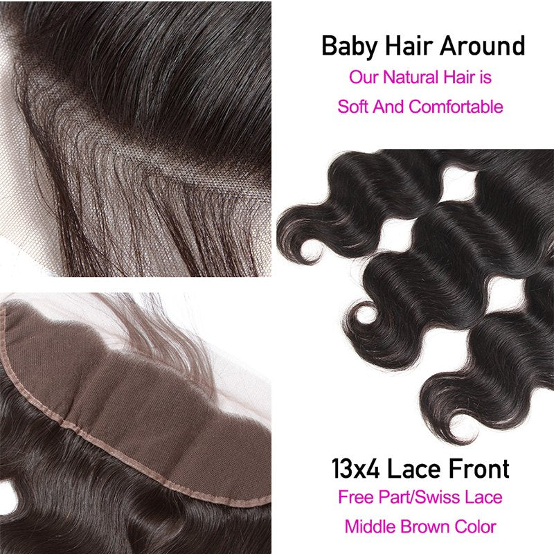 Body Wave Virgin Hair Weave 3 Bundles With 13*4 Lace Frontal - Image 6
