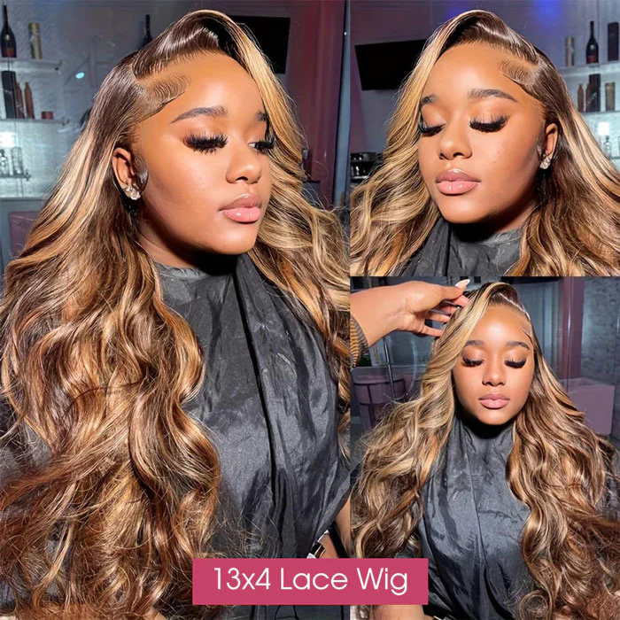 [BOGO] Body Wave Balayage Highlights Wig P4/27 Mix Color 13x4 HD Lace Front Human Hair Wigs Special Offer - Image 5