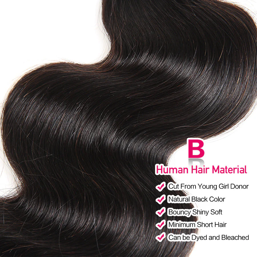 Body Wave Human Hair 3 Bundles With 4x4 Lace Closure - Image 4