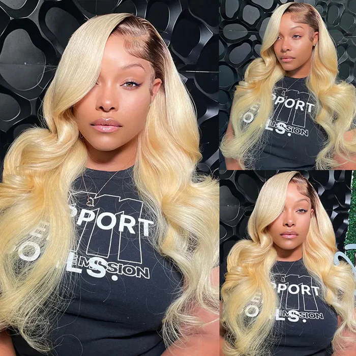 Brazilian Hair T1b/613 Blonde Ombre Hair Body Wave 3 Bundles Human Hair Weaves - Image 6