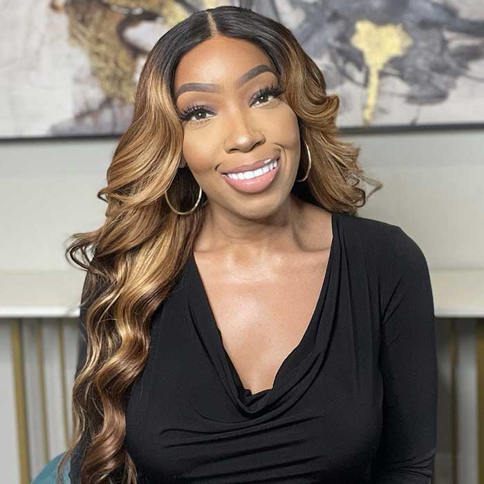 Brown Highlight Loose Wave Wigs 5x5/13x4/13x6 HD Lace Wig With Curtain Bangs - Image 5