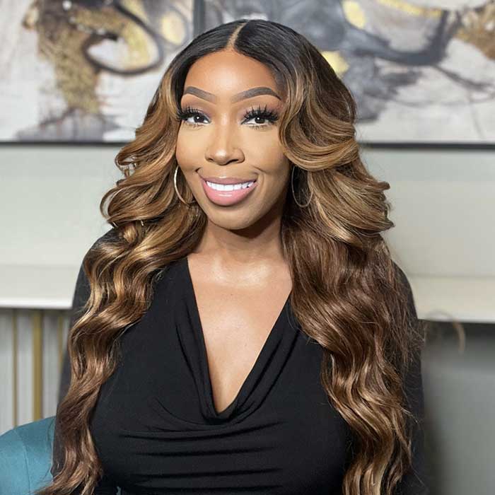 Brown Highlight Loose Wave Wigs 5x5/13x4/13x6 HD Lace Wig With Curtain Bangs - Image 6