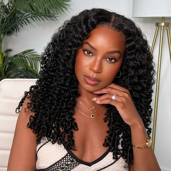 Burmese Curly with Finger Coil Ends 4C Edges Glueless Wig 250% Density Human Hair HD Lace Wig