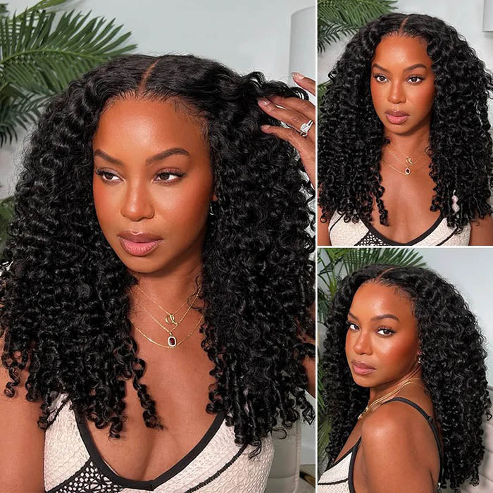 Burmese Curly with Finger Coil Ends 4C Edges Glueless Wig 250% Density Human Hair HD Lace Wig - Image 3