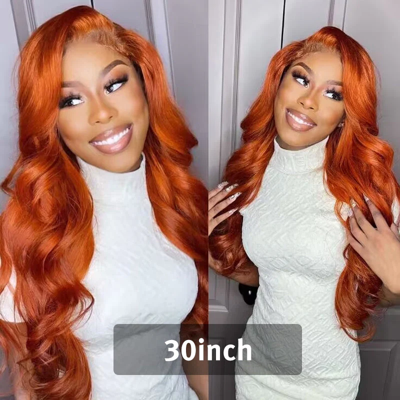 Ginger Color Body Wave Wig 13x4 Lace Front Wigs Glueless Human Hair Wig - Image 3