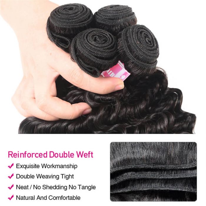 Deep Wave Virgin Human Hair Weft 3 Bundles 100% Unprocessed Virgin Human Hair Extension - Image 4