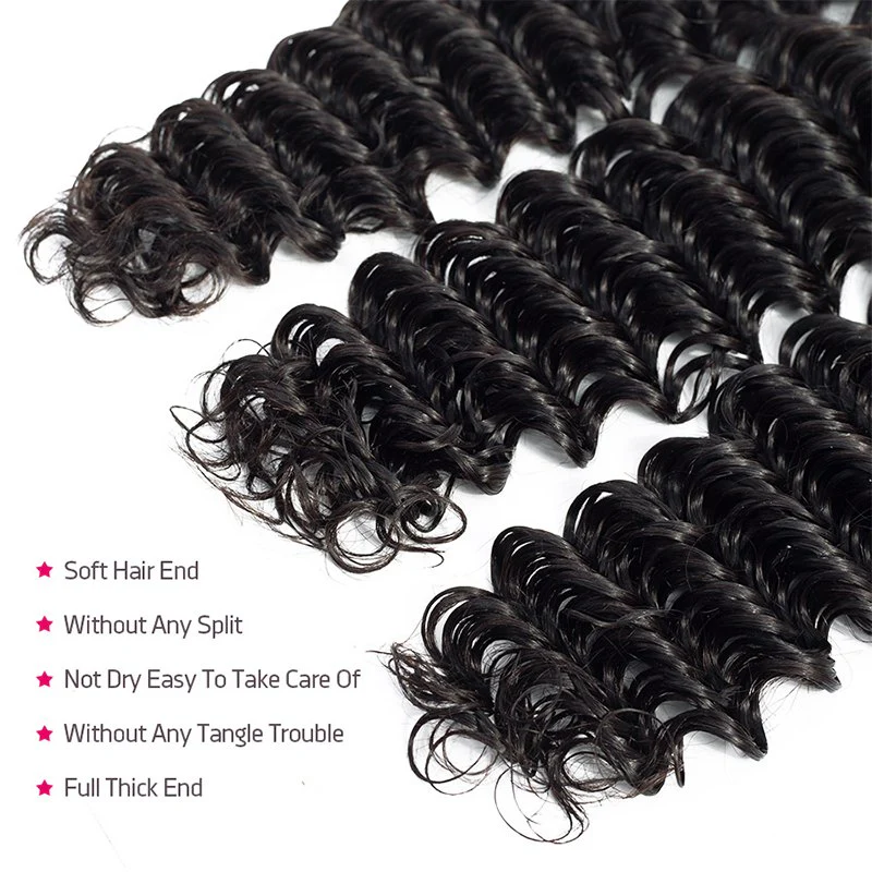 Deep Wave Virgin Human Hair Weft 3 Bundles 100% Unprocessed Virgin Human Hair Extension - Image 5