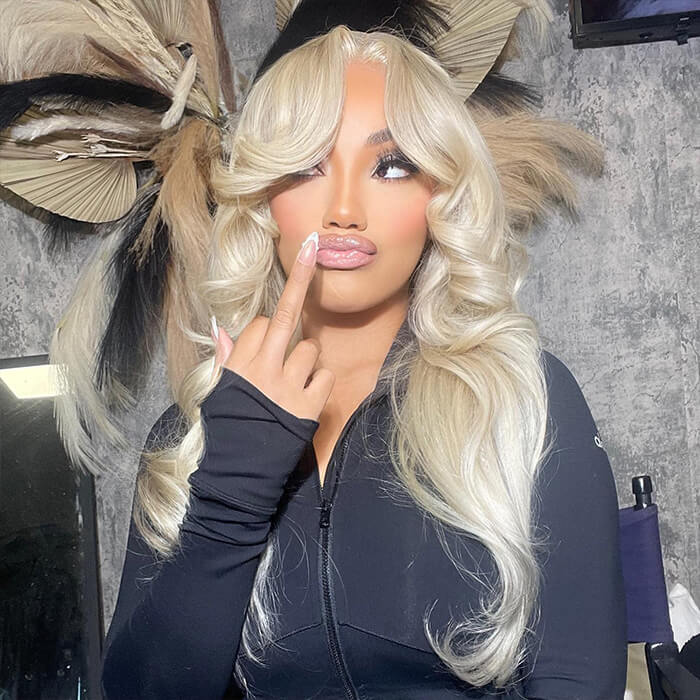 Curtain Bangs 613 Blonde Body Wave Wig Pre Plucked Glueless HD Lace Human Hair Wigs - Image 3