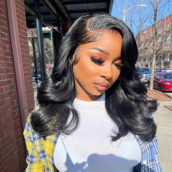 Deep Side Part Human Hair Lace Wig Body Wave HD Lace Front Wigs With Adjustable Strap - Image 4