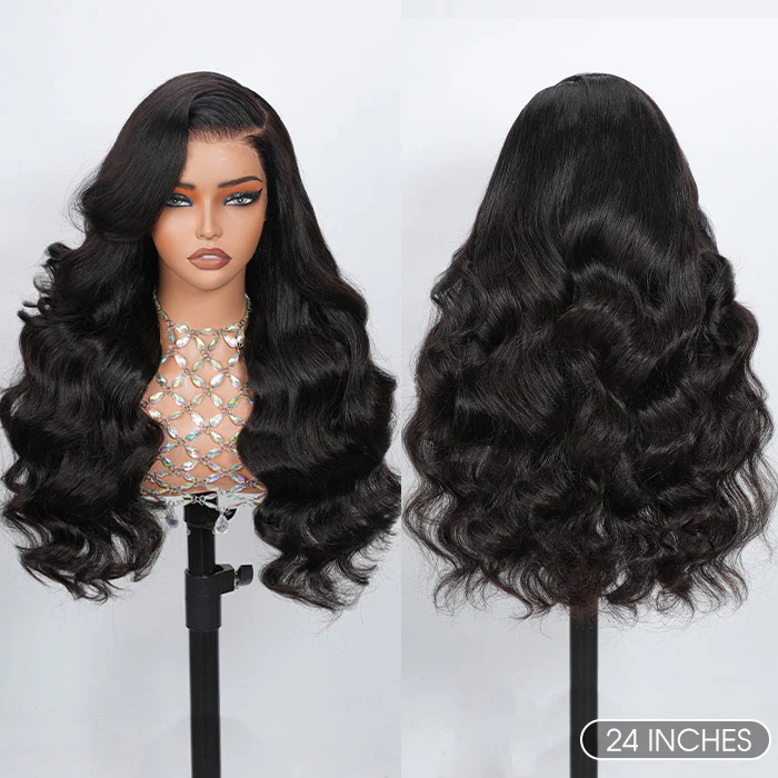 Deep Side Part Human Hair Lace Wig Body Wave HD Lace Front Wigs With Adjustable Strap - Image 8