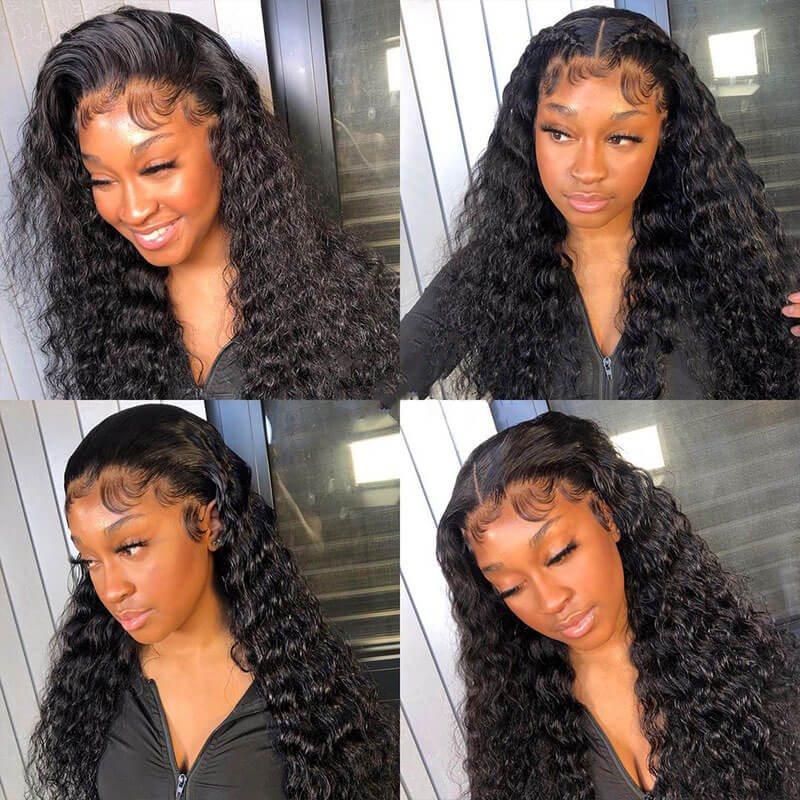 Deep Wave HD Transparent Lace Front Wig Pre Plucked Natural Hairline 100% Human Virgin Hair Wigs - Image 7