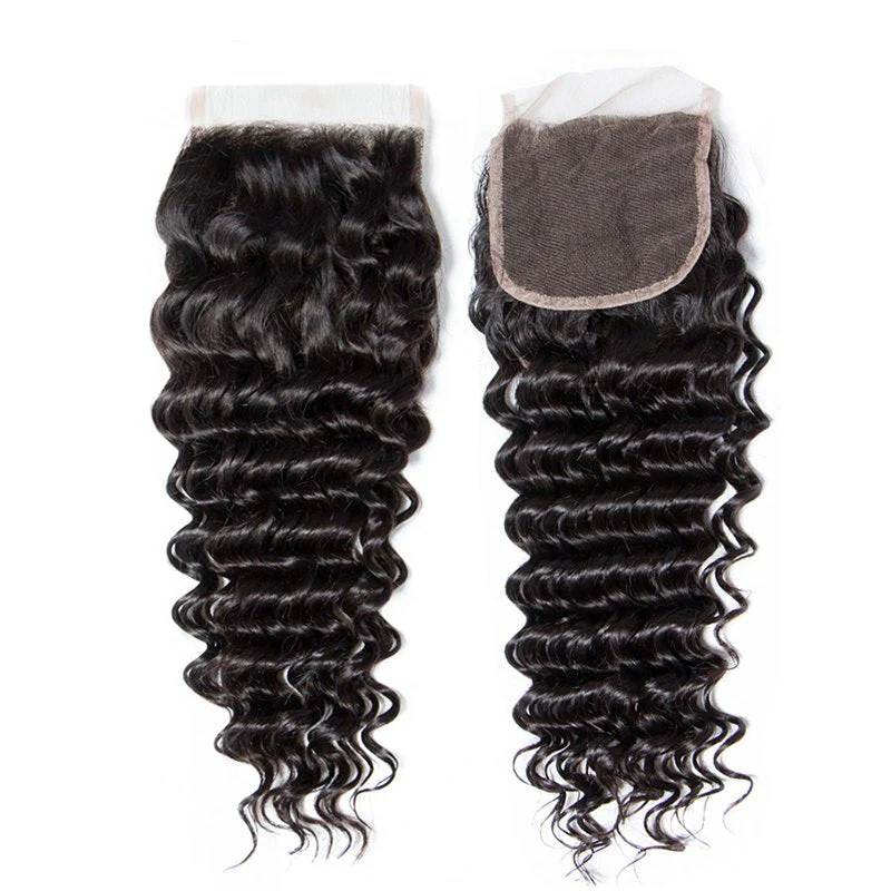 Deep Wave Human Hair 3 Bundles With 4x4 Lace Closure - Image 5